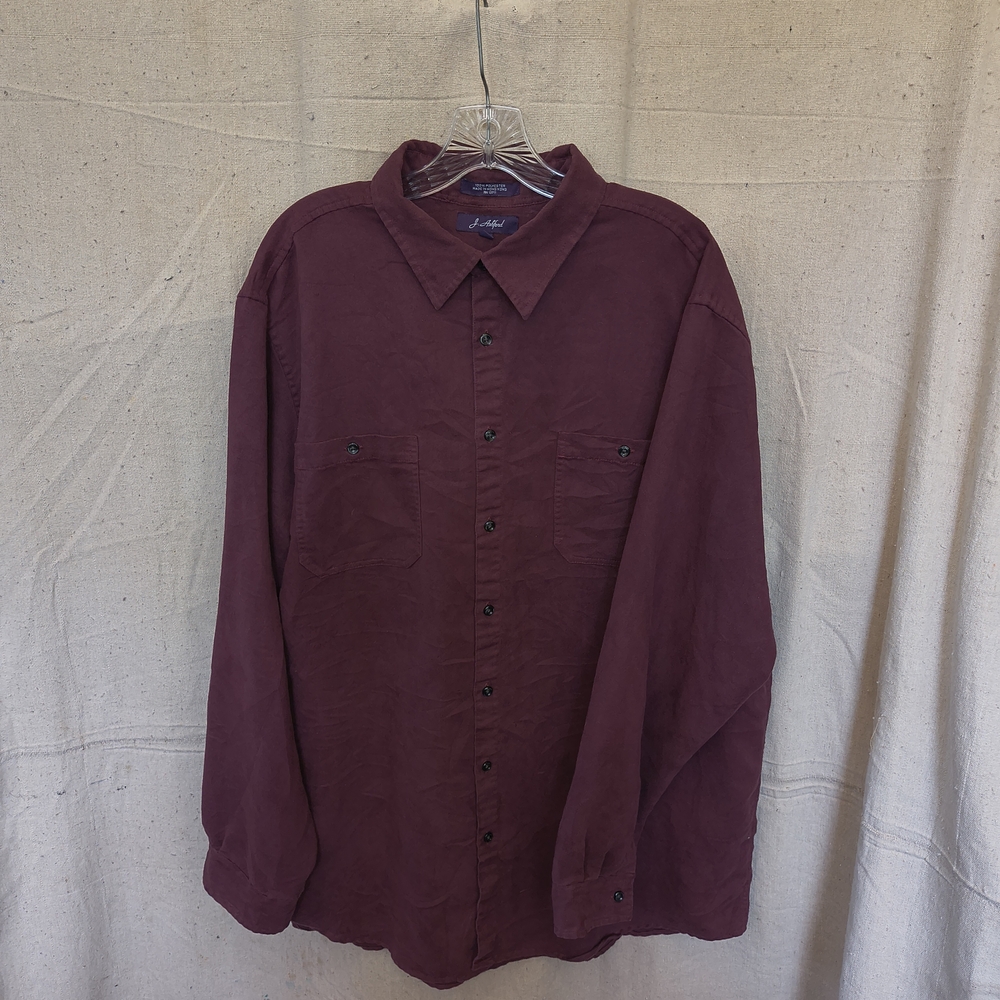 J. Ashford Men's Size XL Tall Burgundy Long Sleeve Button Up Faux Suede Fabric